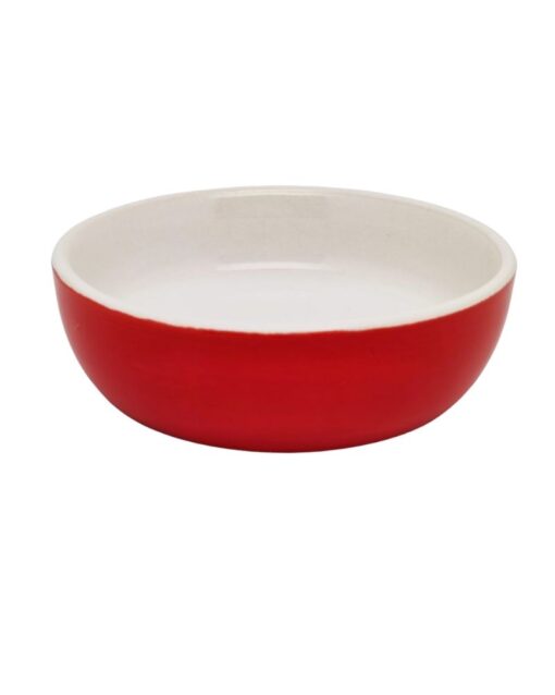Keramiknapf innen Weiß - außen rot ca. 250ml für Brieftauben und Rassetauben